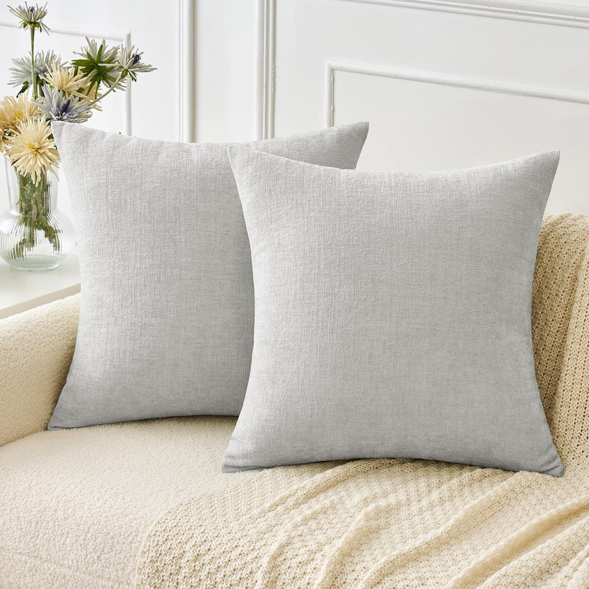 MIULEE Soft Chenille Fall Throw Pillow Covers Burnt Orange 18x18 Pack of 2