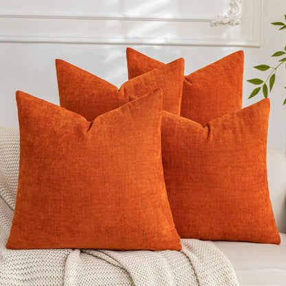 Set of 4 Soft Textured Throw Pillow Covers 18x18 Inch Cozy Decorative Farmhouse Cushion Cover Square Accent Pillow Cases for Bed Couch Sofa Living Room, Beige Taupe Brown