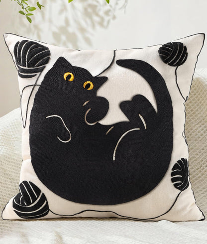Animal Embroidered Throw Pillow Cover 18x18 Inch, Floral Birds