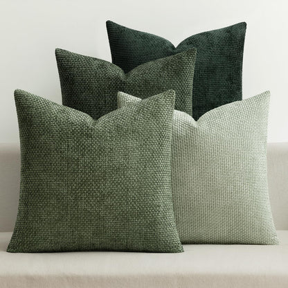 MIULEE Soft Decorative Chenille Pillow Covers Blue Series 18x18 Pack of 4
