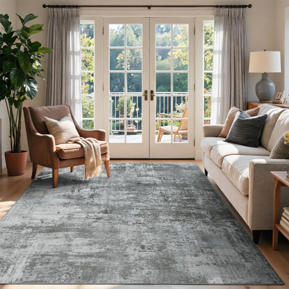 6x9 Ft Abstract Washable Area Rugs for Living Room Blue