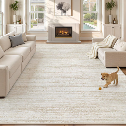 Area Rug 6x9 Living Room Rugs: Washable Modern Rug Non-Slip Soft Rugs Stain Resistant Printed Rug Indoor Carpet for Bedroom Kitchen Dining Room Nursery Home(Beige, 6'x9')