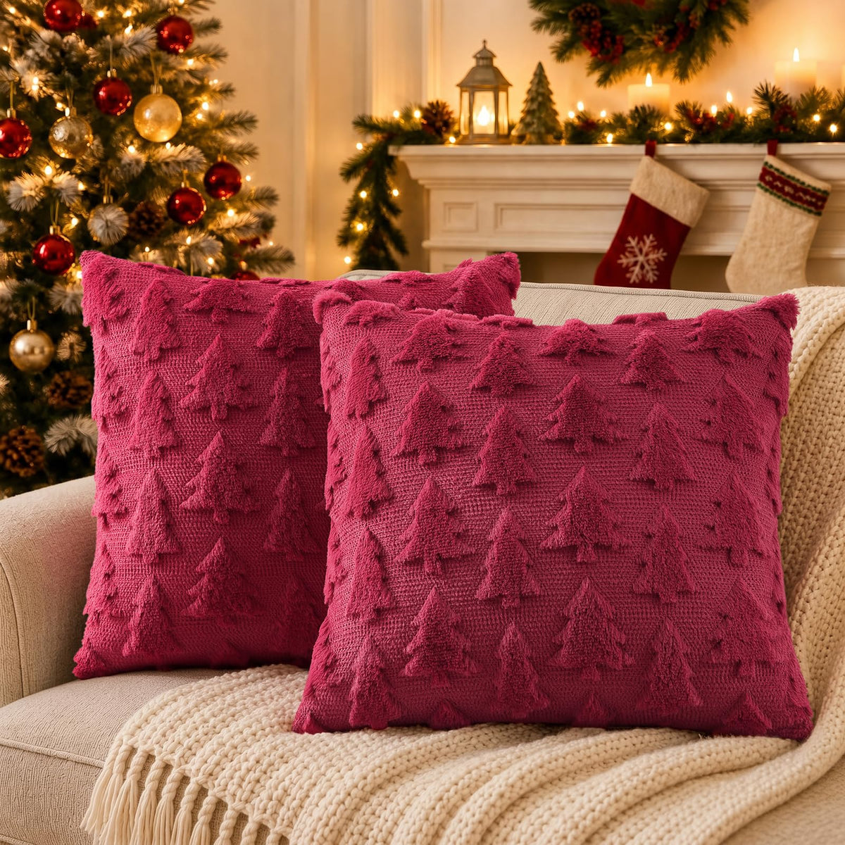 decorUhome Light Rust Pumpkin Faux Fur Throw Pillow Covers 18x18 Set of 2