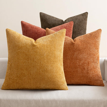 MIULEE Soft Decorative Chenille Pillow Covers Blue Series 18x18 Pack of 4