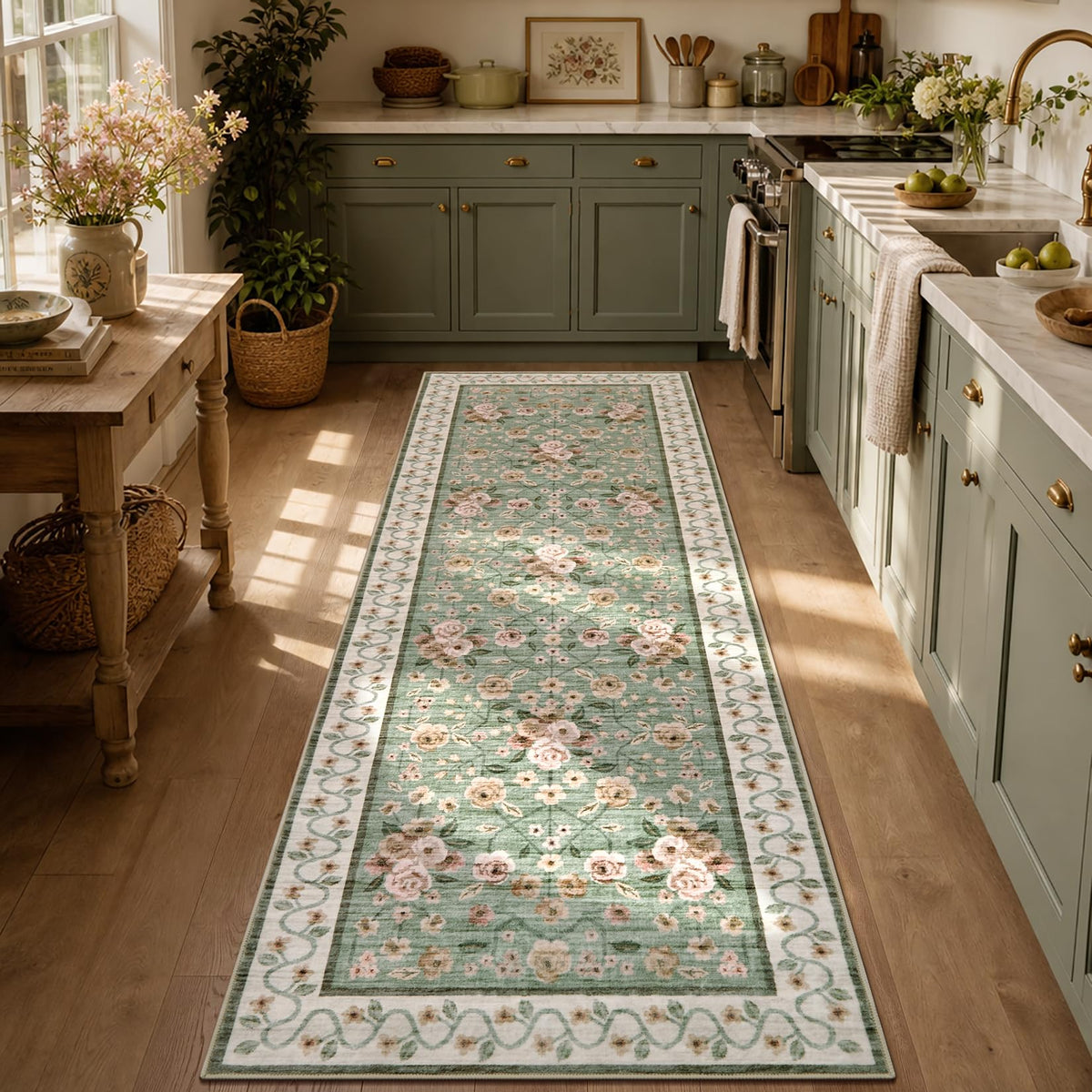 Garvee Beige Floral 5x7 Area Rug for Bedroom Living Room