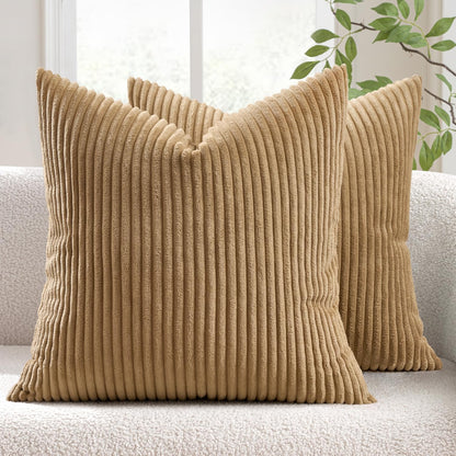 MIULEE Fall Decorative Corduroy Throw Pillow Covers Set of 2 18x18 Orange