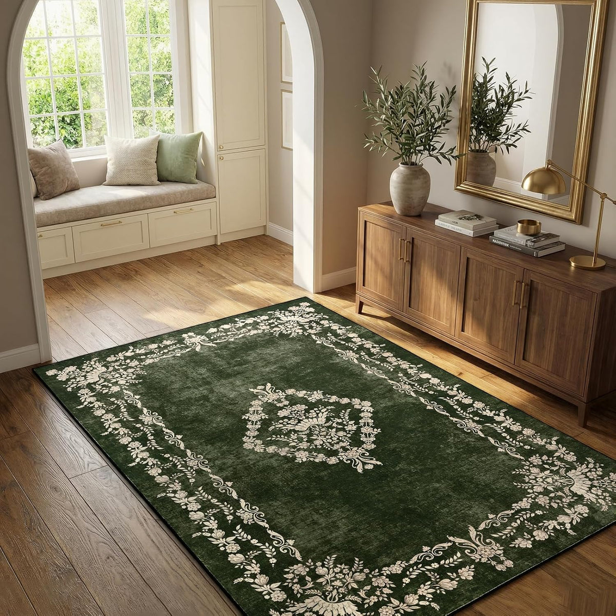 FlyDOIT 5x7 Large Area Rugs for Living Room, Green