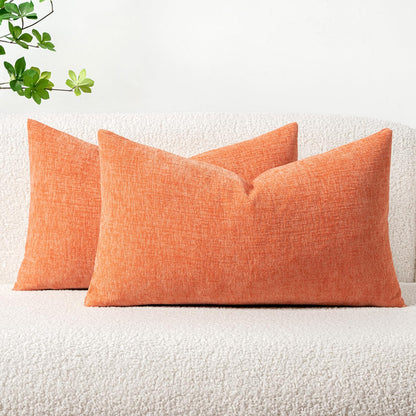 MIULEE Soft Chenille Fall Throw Pillow Covers Burnt Orange 18x18 Pack of 2