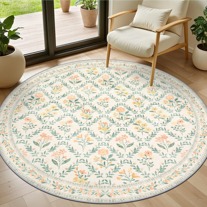 PLHXFR Area Rug Living Room: 5x7 Floral Washable Boho Carpet Dark Green