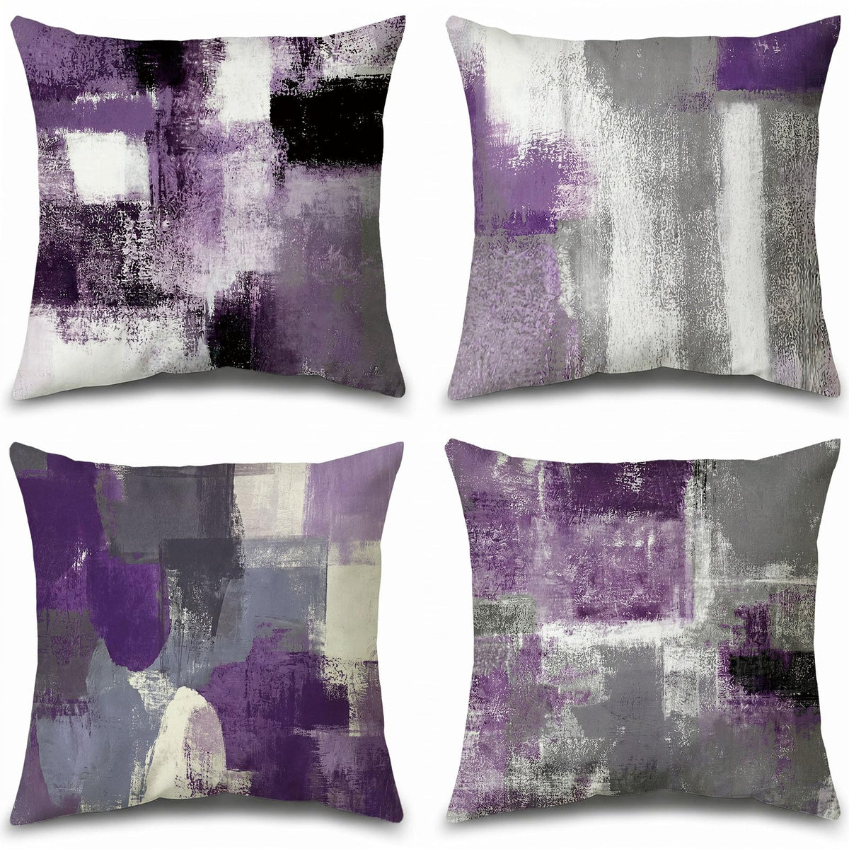 Set of 4 Blue and Grey Abstract Art Artwork Pillow Cover 18 x 18 Inch, Gallery Modern Decorative Throw Pillows Cushion Cover for Bedroom Sofa Living Room