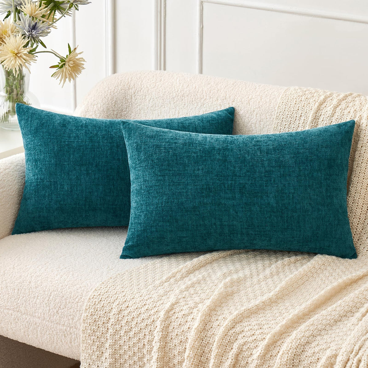 MIULEE Soft Chenille Fall Throw Pillow Covers Burnt Orange 18x18 Pack of 2