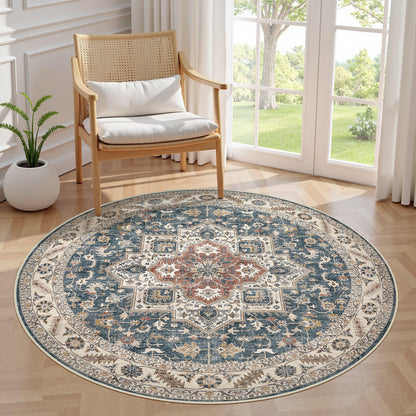 cotiled 5x7 Area Rug for Living Room, Washable, Traditional, Beige