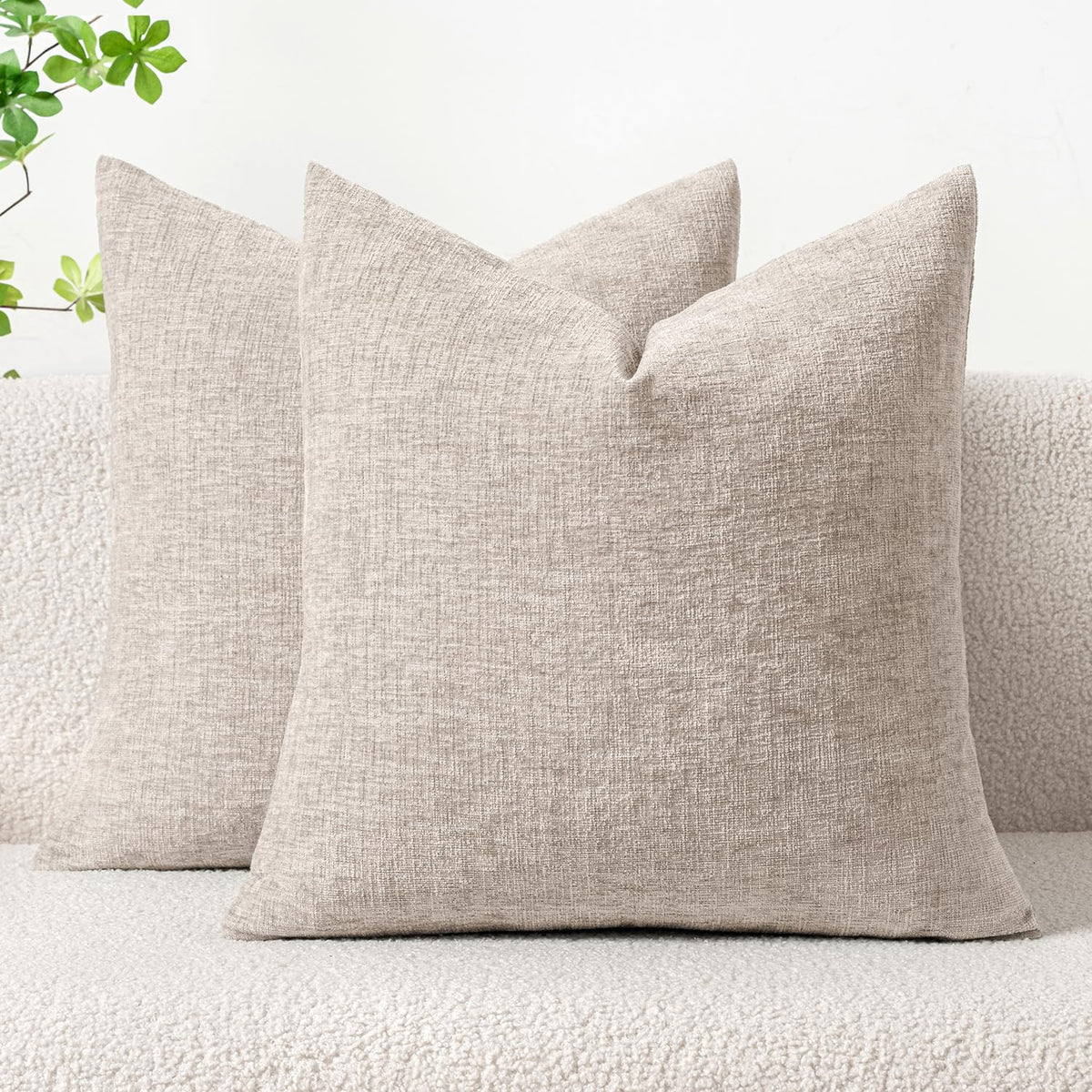 MIULEE Soft Chenille Fall Throw Pillow Covers Burnt Orange 18x18 Pack of 2