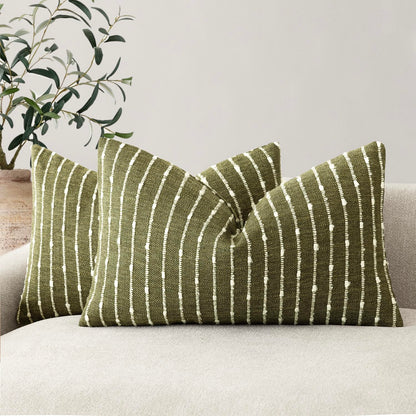 Foindtower Decorative Striped Boucle Throw Pillow Cover 18x18 Natural Beige