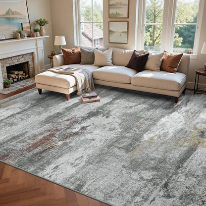 6x9 Ft Abstract Washable Area Rugs for Living Room Blue