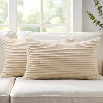 Mecatny Corduroy Fall Throw Pillow Covers 18x18 Set of 2 Olive Green