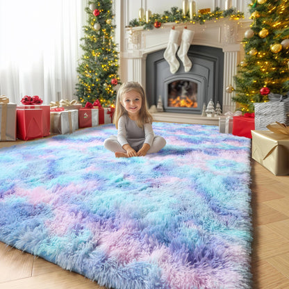 Amdrebio Grass Green Fluffy Area Rug 4x6 for Bedroom Classroom Living Room