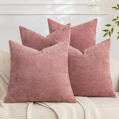 Set of 4 Soft Textured Throw Pillow Covers 18x18 Inch Cozy Decorative Farmhouse Cushion Cover Square Accent Pillow Cases for Bed Couch Sofa Living Room, Beige Taupe Brown