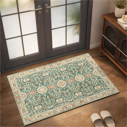 Goideal Washable Rug 4x6, Beige Area Rugs Non Slip, Indoor Low Pile Carpet with Rubber Backing for Living Room Kitchen Bathroom Entryway Office Bedroom