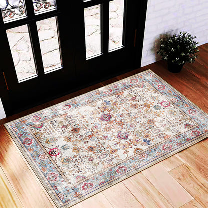 CHAMPLANT 6'x9' Washable Vintage Area Rug Boho Chic Medallion Distressed Design Non-Shedding Easy Care Ideal for High Traffic Areas in Living Room Bedroom Kitchen Office Large Carpet