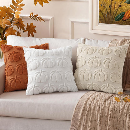 decorUhome Light Rust Pumpkin Faux Fur Throw Pillow Covers 18x18 Set of 2