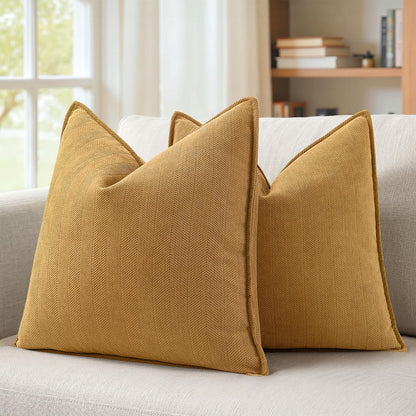 MIULEE Pack of 2 Sage Green Decorative Chenille Pillow Covers 20x20 Inch