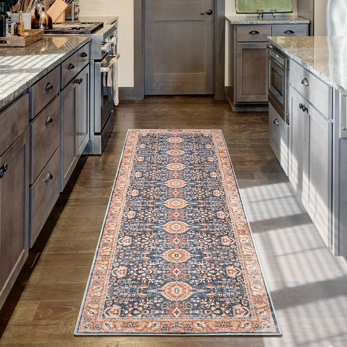 Goideal Washable Rug 4x6, Beige Area Rugs Non Slip, Indoor Low Pile Carpet with Rubber Backing for Living Room Kitchen Bathroom Entryway Office Bedroom