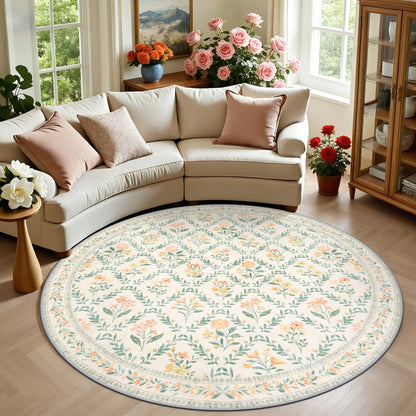 PLHXFR Area Rug Living Room: 5x7 Floral Washable Boho Carpet Dark Green