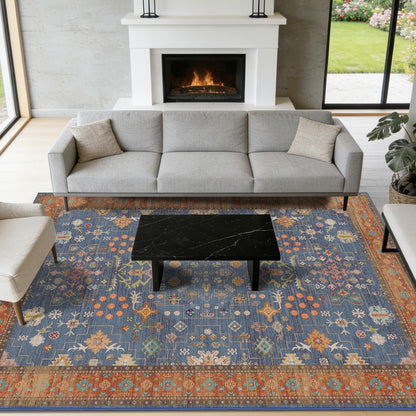8x10 Washable Area Rugs for Living Room (Charcoal Blush Ivory)