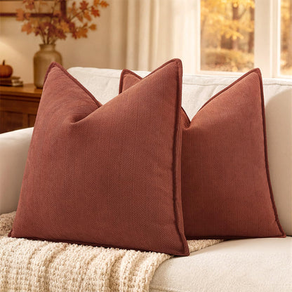 MIULEE Pack of 2 Sage Green Decorative Chenille Pillow Covers 20x20 Inch