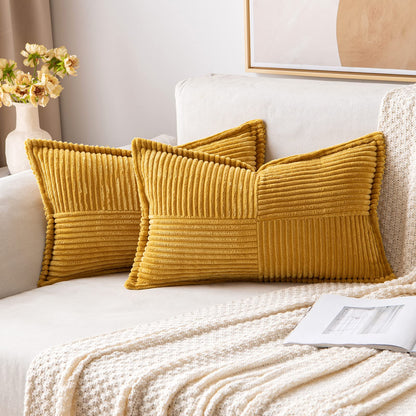 MIULEE Decorative Throw Pillow Covers for Couch 18x18 Inch Beige 2 Pack