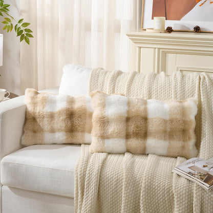 Cheetah Print Faux Fur Fluffy Pillowcases,Plush Soft Throw Pillow Covers, Fuzzy Decorative Leopard Print Pillow Cases, Furry Brown Leopard Cushion Covers for Couch Sofa-18x18 inch Set of 2