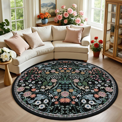 PLHXFR Area Rug Living Room: 5x7 Floral Washable Boho Carpet Dark Green