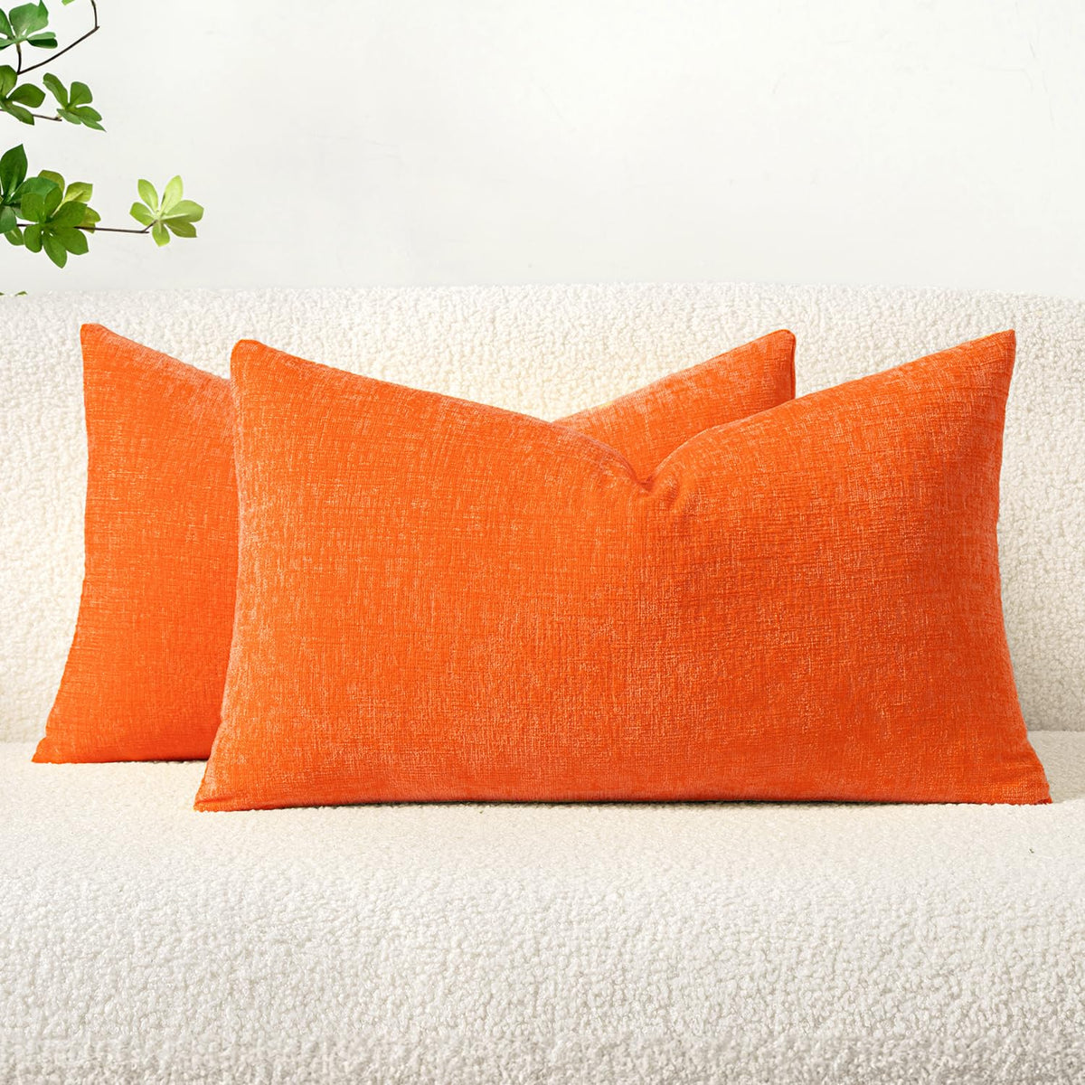 MIULEE Soft Chenille Fall Throw Pillow Covers Burnt Orange 18x18 Pack of 2