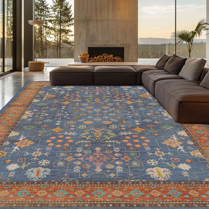 8x10 Washable Area Rugs for Living Room (Charcoal Blush Ivory)