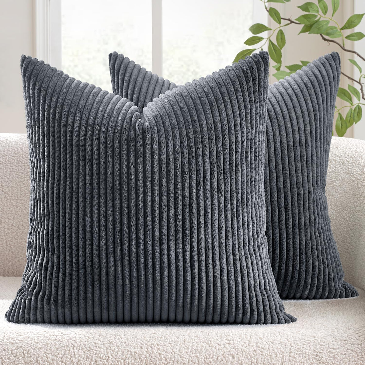MIULEE Fall Decorative Corduroy Throw Pillow Covers Set of 2 18x18 Orange