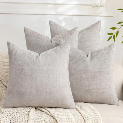 Set of 4 Soft Textured Throw Pillow Covers 18x18 Inch Cozy Decorative Farmhouse Cushion Cover Square Accent Pillow Cases for Bed Couch Sofa Living Room, Beige Taupe Brown
