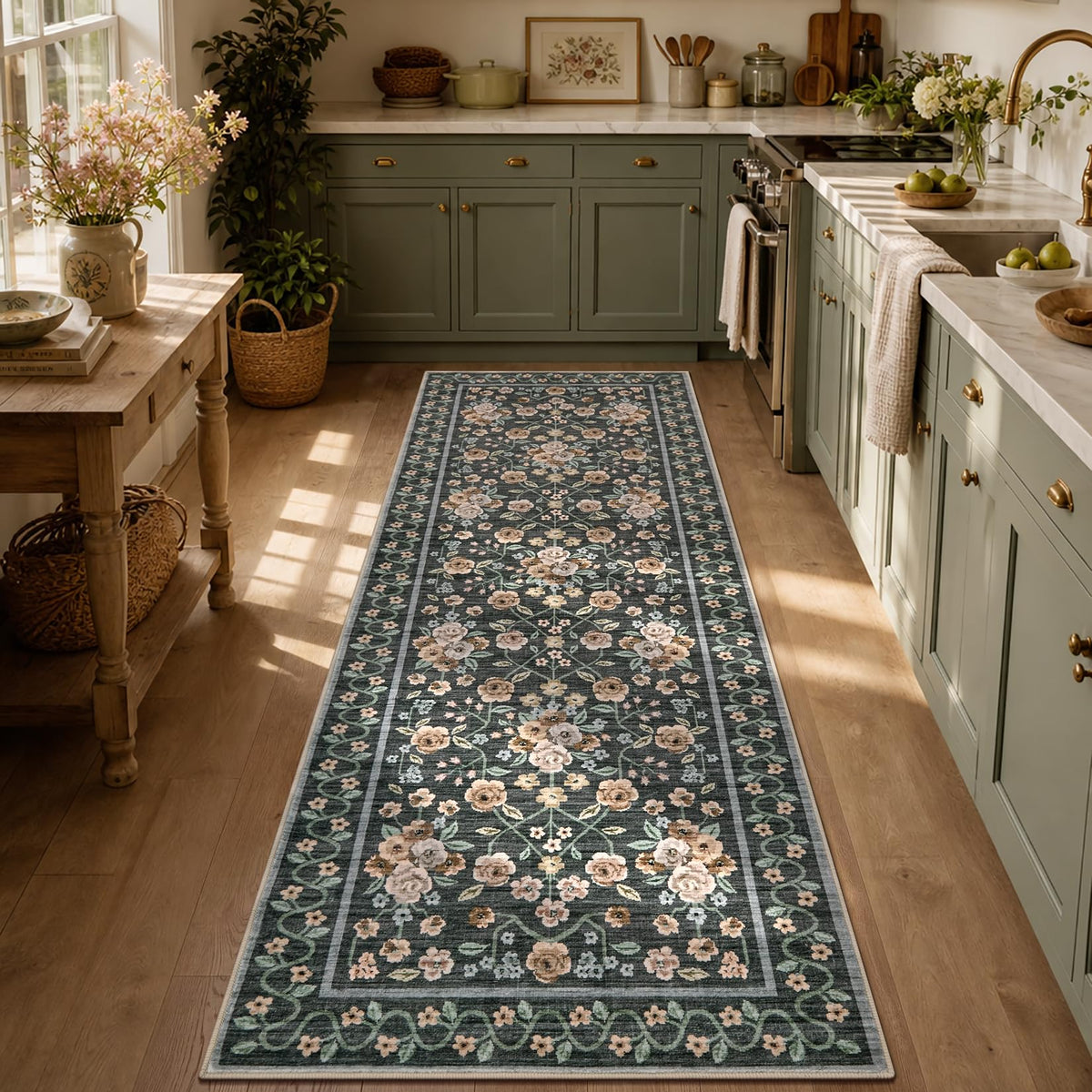 Garvee Beige Floral 5x7 Area Rug for Bedroom Living Room
