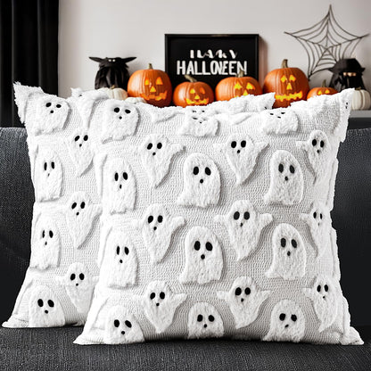 MIULEE White Halloween Pillow Covers Cute Ghost Decor Set of 2 18x18