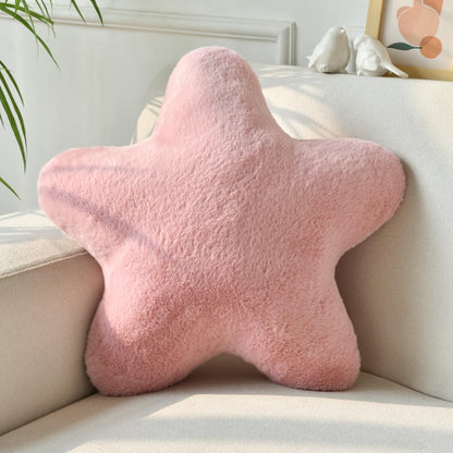 Star Pillow, Decorative Throw Pillows for Bed Couch, 15" Star Shaped Pillow Plush Floor Cushions Room Decor Pillow with Soft Faux Rabbit Fur for Sofa Bedroom Living Room