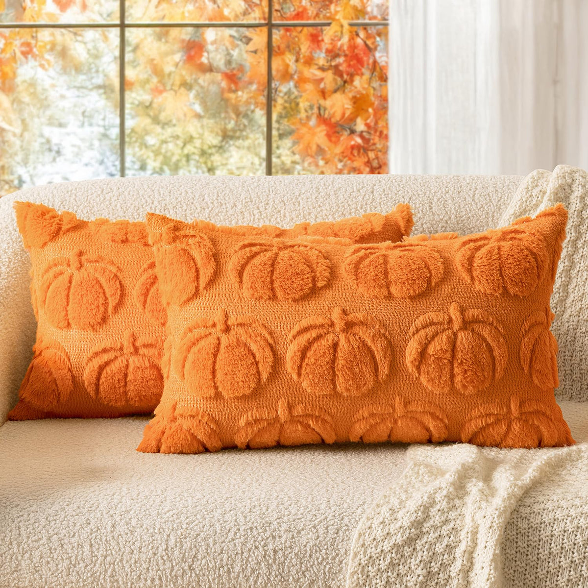 MIULEE Fall Pillow Covers Pumpkin Fall Decor 18x18 Dark Rust