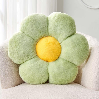 Kcvvcr Pink Flower Pillow, Cute Decorative Flower Shaped Throw Pillow with Faux Rabbit Fur, 14.9" Soft Flower Plush Throw Pillow Floor Pillows Room Décor for Bedroom Living Room