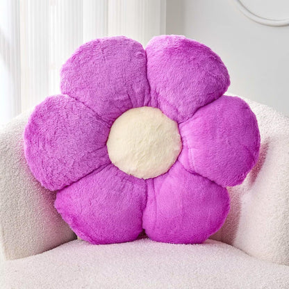 Kcvvcr Pink Flower Pillow, Cute Decorative Flower Shaped Throw Pillow with Faux Rabbit Fur, 14.9" Soft Flower Plush Throw Pillow Floor Pillows Room Décor for Bedroom Living Room