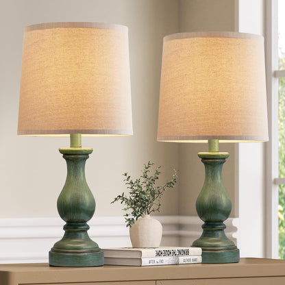 Seealle 22" Farmhouse Table Lamp, Rustic Bedside Lamp for Bedroom