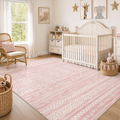 Nakagishi Boho 5x7 Area Rug Living Room Rugs Machine Washable Beige/Brown