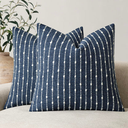 Foindtower Decorative Striped Boucle Throw Pillow Cover 18x18 Natural Beige