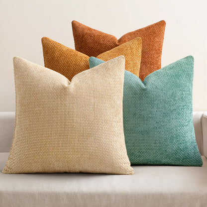 MIULEE Soft Decorative Chenille Pillow Covers Blue Series 18x18 Pack of 4