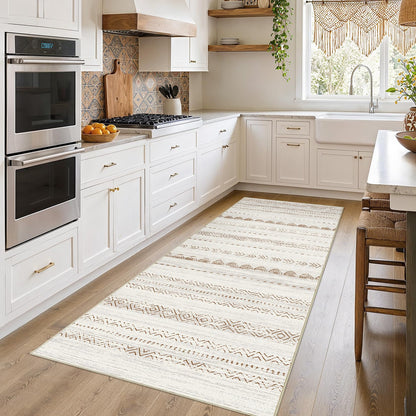 Nakagishi Boho 5x7 Area Rug Living Room Rugs Machine Washable Beige/Brown
