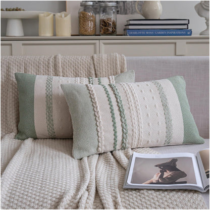 Cethom Boho Throw Pillow Covers 18x18 Inch Set of 2, Blue Textured Decorative Couch Pillow Cases for Farmhouse Home Decor, Accent Cushion Cover for Sofa, Bed, Living Room, Bedroom
