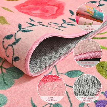 ISEAU Pink Rug for Bedroom 4x6 Area Rugs for Kids Room Dorm Rug, Non Slip